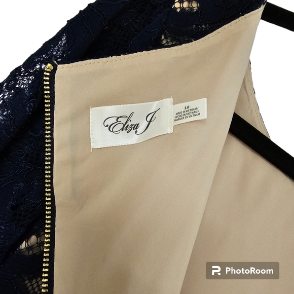 Eliza J Dress Womens 3/4 Bell Sleeves Lace Lined Scallop Edge US10 - Picture 5 of 5